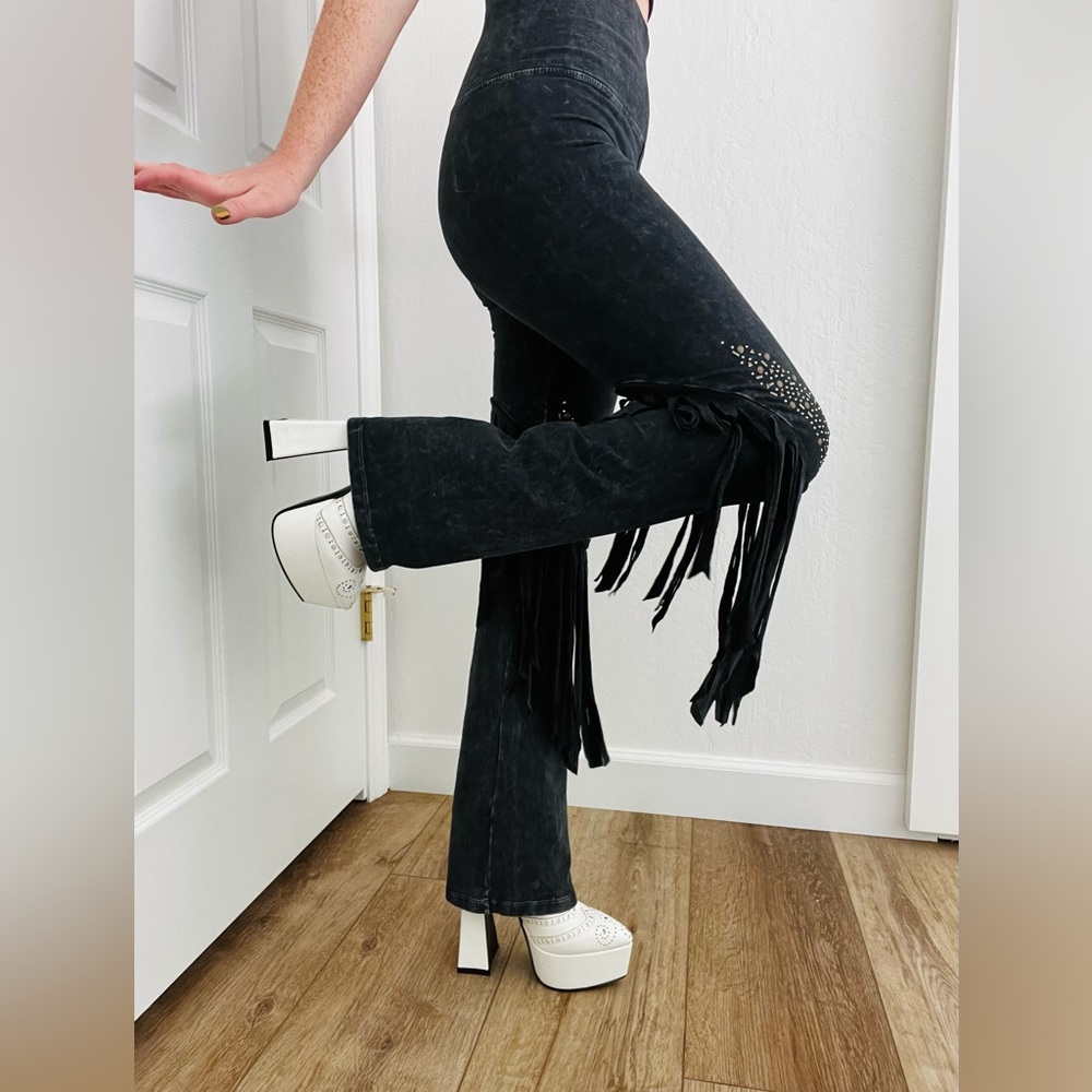 Western Fringe Studded Flares